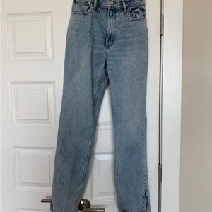 Abercrombie 90s straight ultra high rise jean with ankle slits